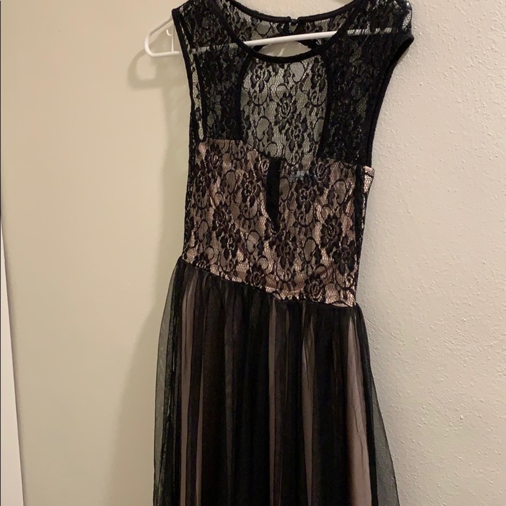 Black and light pink dress